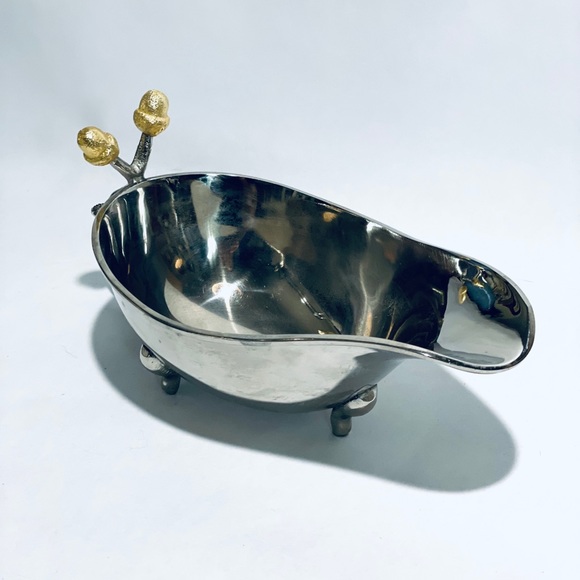 Silver & Gold metal gravy boat - Picture 3 of 8